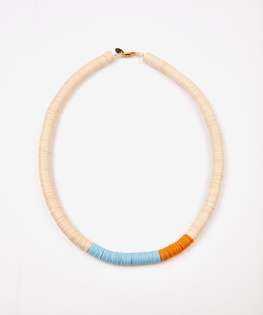 Bijoux Colliers Colliers de perles Collier ethnique bohème corde chanvre perles artisanales en verre recyclé du Ghana et bois 